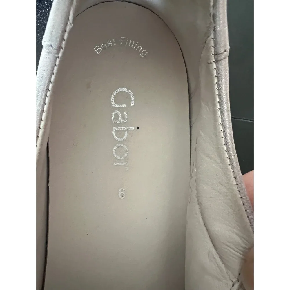 Gabor Best Fitting Silver Metallic Leather Side Zip Platform Sneakers Shoes 6